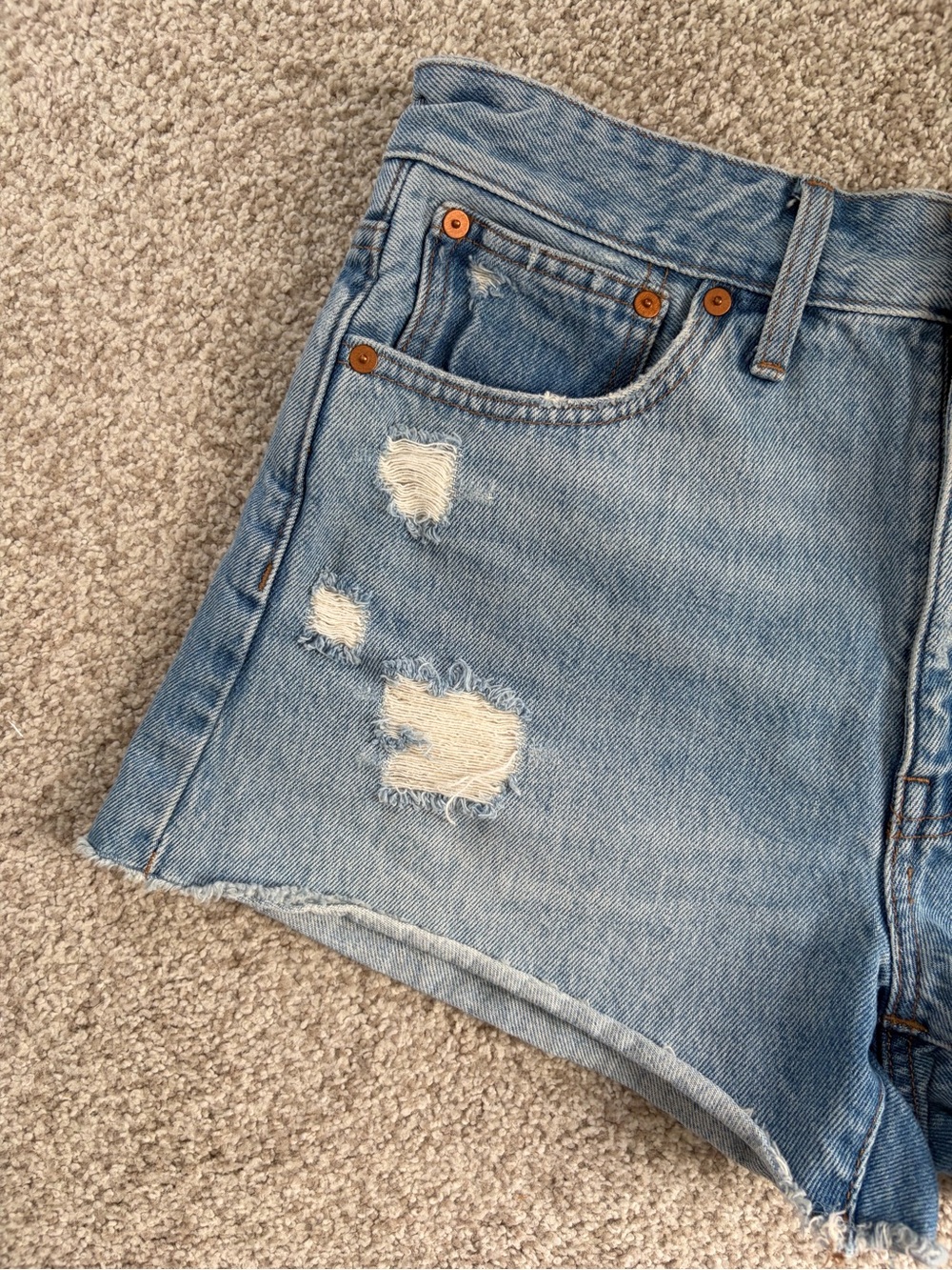 Madewell Light Blue Distressed Denim Cutoff Shorts - Picture 2 of 9